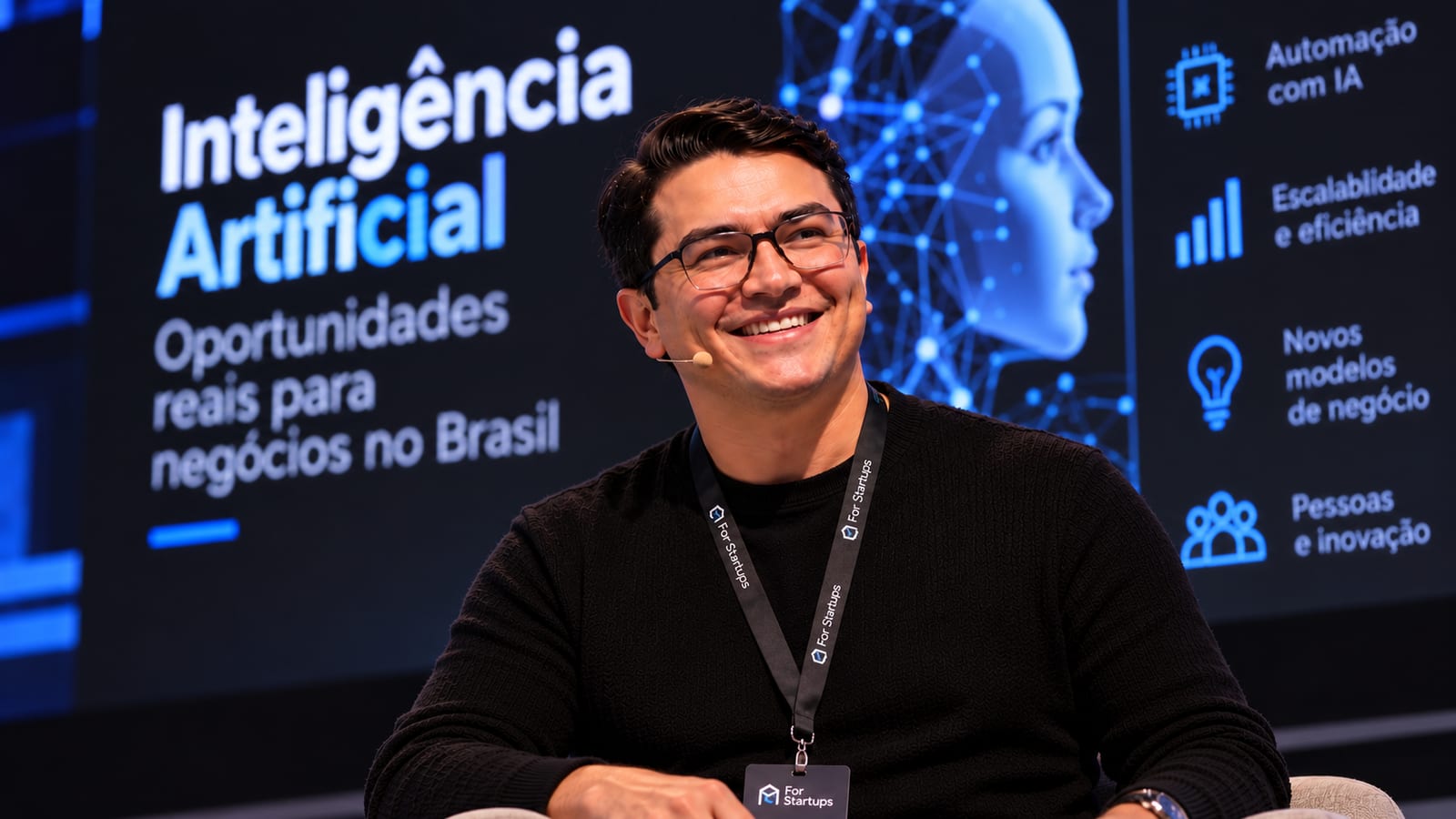 Janiel Kempers, durante palestra sobre uso de IA.